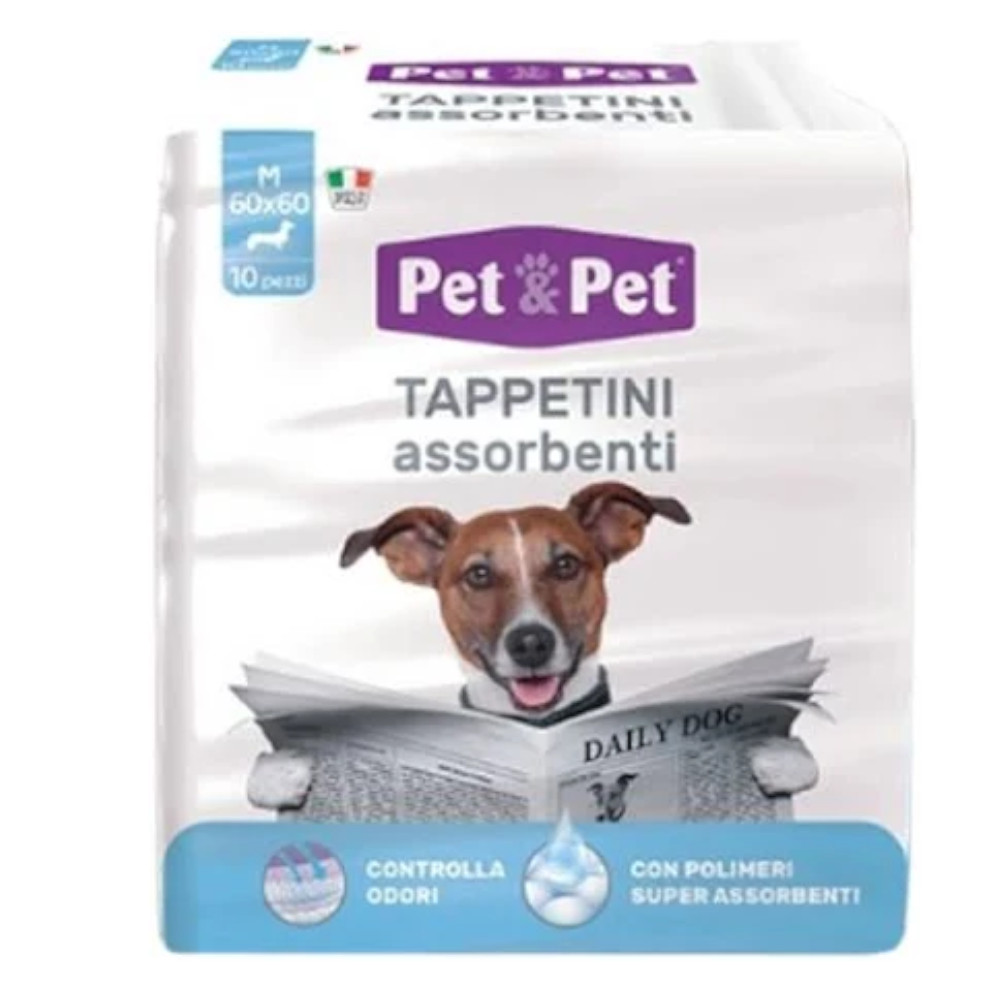 Tappetini assorbenti per cani e cuccioli Pet & Pet, confezione da 10 pezzi 60×60